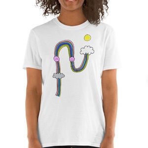 Rainbow and clouds smiley tshirt